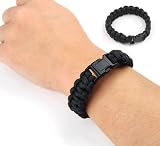 GadgetpoolUK Paracord Survival Bracelet Camping Wristband, Black 7 Inches
