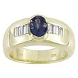 14K Yellow Gold Man's Sapphire and Diamond Ring