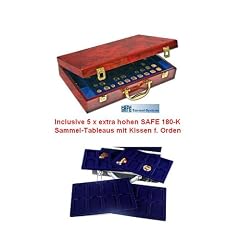 SAFE 259 WURZELHOLZ SAMMELKOFFER " PREMIUM ORDEN " IN KLAVIERLACK OPTIK F�R 40 x Orden - mit 5 Tableaus Nr. 180-K mit quadratischen Vertiefungen -------- Ideal f�r Miltaria & Abzeichen & Spangen & Anstecknadeln & Medaillen & Karnevalsorden & Zippo Feuerzeuge