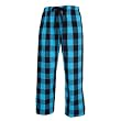 Youth Electric Blue and Black Big Check Flannel Tie Cord Plants, Unisex Sizes