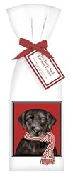Black Lab with Scarf Holiday Towel Set