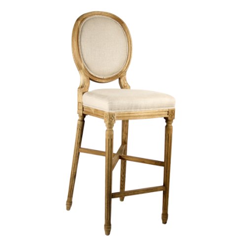 French Country Medallion Back Bar Light Linen Bar Stool French Country Medallion Back Bar Light Linen Bar Stool