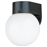 IMAGE OF Sea Gull Lighting 8753-68 Single-Light Outdoor Wall Lantern with White Diffuser, Black