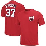 Stephen Strasburg Majestic Player Name & Number Red Washington Nationals T-Shirt