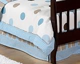 JoJo Designs Bed Skirt for Crib and Toddler Set - Blue and Brown Modern Polka Dots