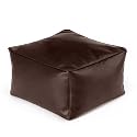 Square Beanbag Stool in BROWN Faux Leather