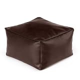 Square Beanbag Stool in BROWN Faux Leather