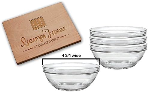 Lauryn Janae Premium 6.5" inch Classic Stackable Nested Clear Glass Tablesetter, Serving, Baking, Mixing Bowls (Set of 4)