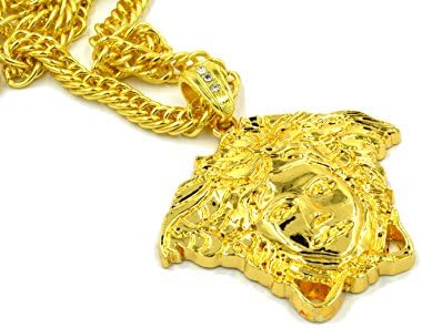 Triumph®(Fullfilled By Amazon) Men's 18K Gold Plated Medusa heavy metal hip hop style Pendants Necklace