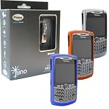 Combo of Black Pama Juno Bluetooth Headset with Blue, Orange, White Silicone Skin Cover Case for Blackberry Curve 8330 8300 8320 8310