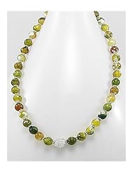 Lawn Green Agate Necklace In Brass