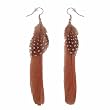 Trendy Silver-Tone Natural Feather Earrings