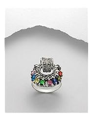 Gem Stones Ring In 92.5 Sterling Silver