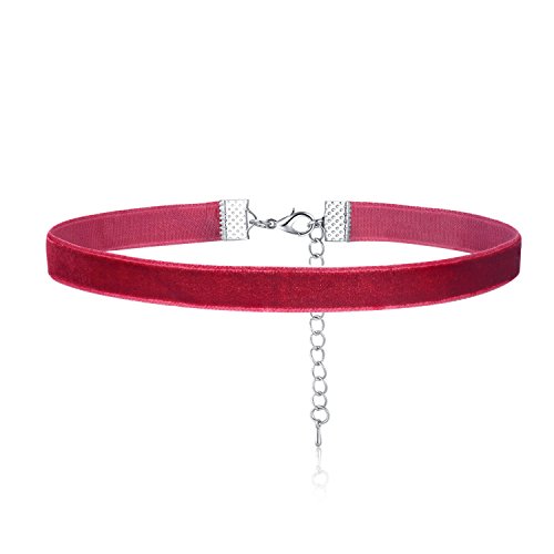Cougar's Choice® Red Velvet Choker with Wide Pink Velvet(1cm)