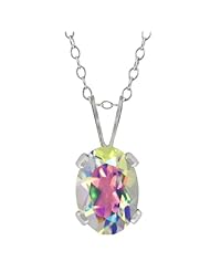 0.95 Ct Oval Shape Mercury Mist Mystic Topaz Sterling Silver Pendant