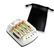 MAHA MH-C401FS 100 min AA / AAA Battery Charger and Wall AC/ Car DC adapter with Scratch-Guard Protector Bag and X4 2700 Mah Nimh Batteries ***Includes Accessory Bag***