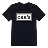 Oasis T-shirt-01 Album Cover Retro Indie 90s Music Band Unisex Top (L, BLACK)