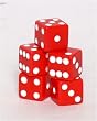 Koplow Set of 5 Loaded Dice 1-4-5 & 2-3-6, Opaque Red with White pips