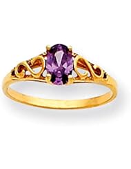MadiK® Childrens 14K Yellow Gold Synthetic Oval Amethyst Polished Ring Sz 3