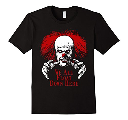 Men's Clown All Say Float Down Here t-shirt Horror Tee Large Black