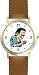 Frankenstein with Flower - WATCHBUDDY&reg; DELUXE TWO-TONE THEME WATCH - Arabic Numbers - Brown Leather Strap-Size-Large ( Men's Size or Jumbo Women's Size )