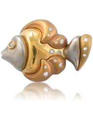 Diamond & 18K Gold Fish Brooch Pin (.41ct)
