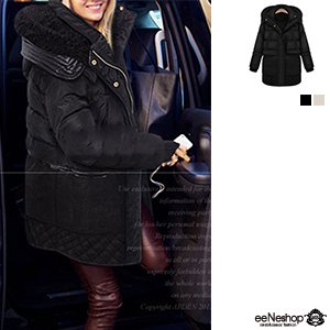 (イイネショップ) eeNeshop モノトーン フード ダウン コート