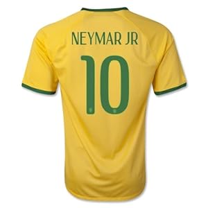 Nike Neymar Jr #10 Brazil Brasil 2014 FIFA World Cup Large Yellow & Green Home Soccer Jersey