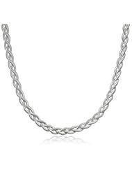 Italian Sterling Silver Rhodium Plated Braided Necklace, 17" + 1" Extender