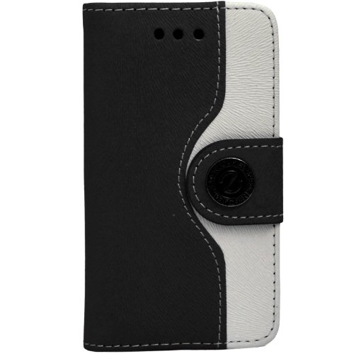 APPLE IPOD TOUCH 4 4TH GEN BLACK AND WHITE MAGNETIC BOOK FLIP PU LEATHER CASE COVER POUCH + SCREEN PROTECTOR +STYLUS