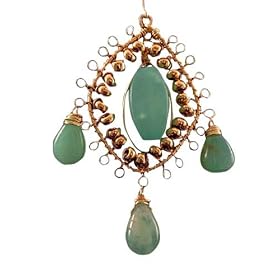 Gold-Filled Green Chrysoprase and Hemimorphite Diamond Hoop Earrings
