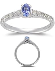 0.18 Cts Diamond & 0.23 Cts Tanzanite Ring in 14K White Gold