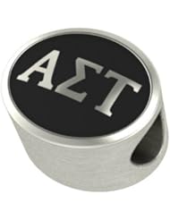Alpha Sigma Tau Black Antique Oval Sorority Bead Charm Fits Most European Style Bracelets. High Quality Bead in Stock for Fast Shipping