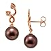 Chocolate Tahitian Pearl Earrings with Diamonds in 14K Rose Gold