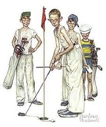 Norman Rockwell ~ 8x10 Postcard ~ Golf ~ Just Missed
