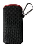 Universelle Handytasche / Rubbercase / Schutzhülle für Nokia X6 16GB, X6, N97mini, 5230, 5800 Navigation Edition, 6760 Slide, 6790 Surge, 5530 XpressMusic, E72, E52, 5730 XpressMusic, 5030XpressRadio, N86 8MP, E75, E55, 6710 Navigator, 5630 XpressMusic, 6700 Classic, 6303 Classic - Farbe: schwarz/rot - inklusive Original arcotec Handybändchen / Schlüsselband