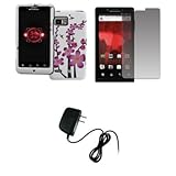 EMPIRE Verizon Motorola DROID Bionic White with Spring Flowers Rubberized D ....