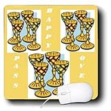 Florene Jewish Theme - Wine Cups and Happy Passover In Yellow and White - Mouse Pads