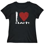 T-Shirt Womens Black  I LOVE Haiti - Vintage Countries
