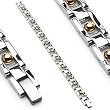 316L Stainless Steel Bracelet with Gold Plated Ball - Length 8" (203mm) - Width 10mm