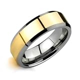 41p278H2UvL. SL160  Bling Jewelry Gold Plated Silver Beveled Mens Tungsten Mirror Finish Wedding Ring 8mm size 9