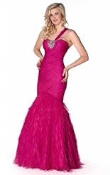 Applique Crystals Beaded Feathers Lace Crystal Mermaid Chiffon/Taffeta/Tulle Evening Dress/Homecoming Dress 