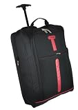 5 Cities® 21 Cabin Size Black and Red Ripstop Material Wheeled Holdall Trolley Bag. Only 1.40kg and 42L Capacity
