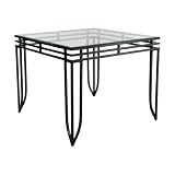 SEI Black Square Dinette Table With Glass Top