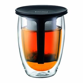 Buy Bodum 12-Ounce Tea for One, Double Wall Glass with Strainer, Black