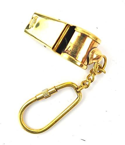 Functional brass Titanic captains sports trainer whistle keychain