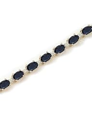 14kt Yellow Gold Oval Blue Sapphire and Diamond Bracelet