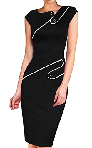 ACEVOG Women Pinup Tunic Wear To Work Business Party Pencil Sheath Dress