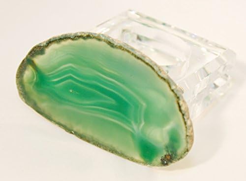 JOOL Beautiful Set of Agate and Acrylic Napkin Rings (Set of 6, Emerald)