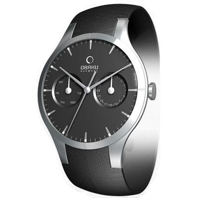 Obaku Harmony Mens Titan Glass Watch - Black Band / Black Face - V100GCBRBS-003